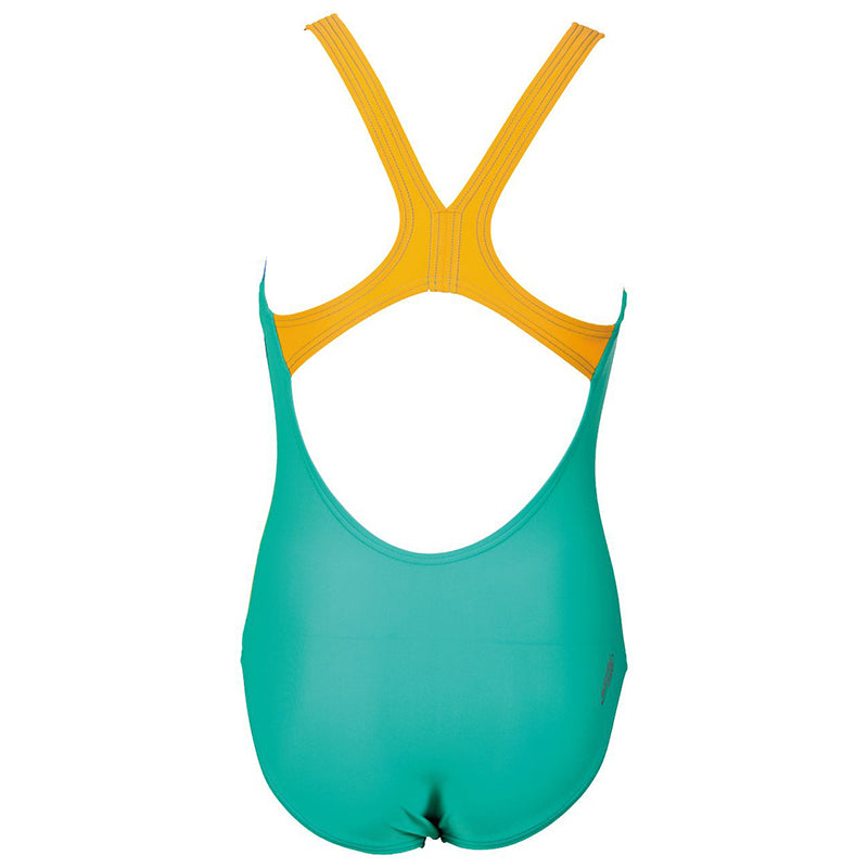 Arena - Brasil Pro Back Junior Swimsuit - Green/Orange
