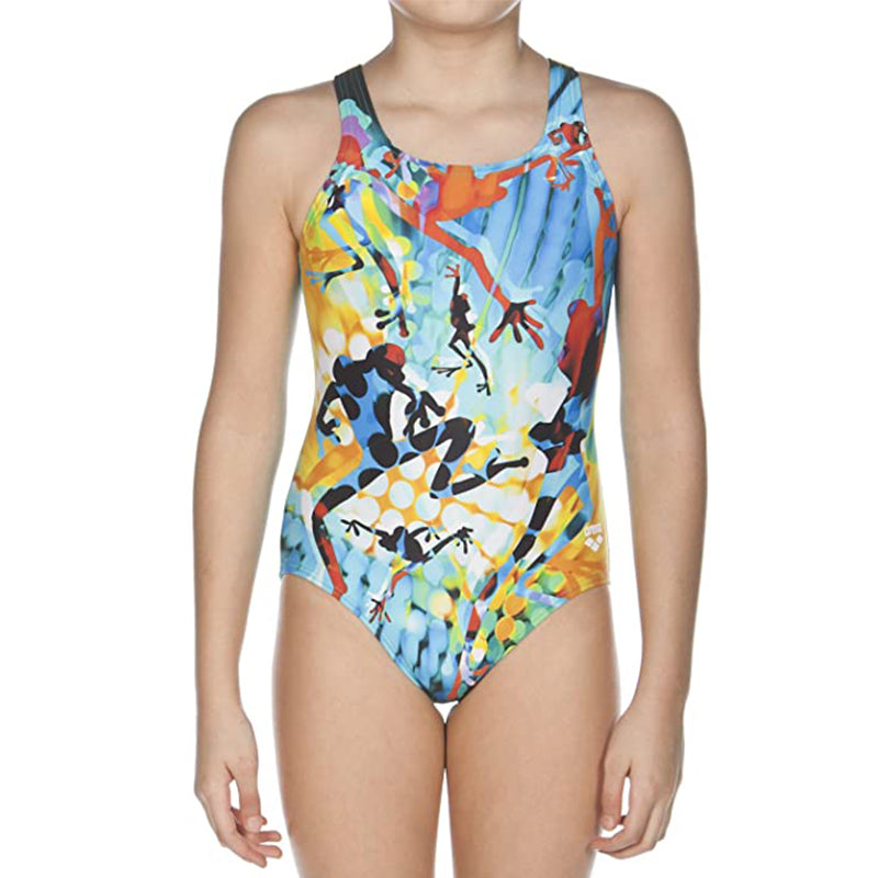 Arena - Brasil Pro Back Junior Swimsuit - Green/Orange