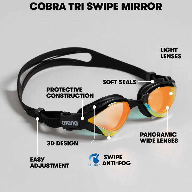 Arena - Cobra Tri Swipe Mirror Triathlon Goggles - Copper/Army