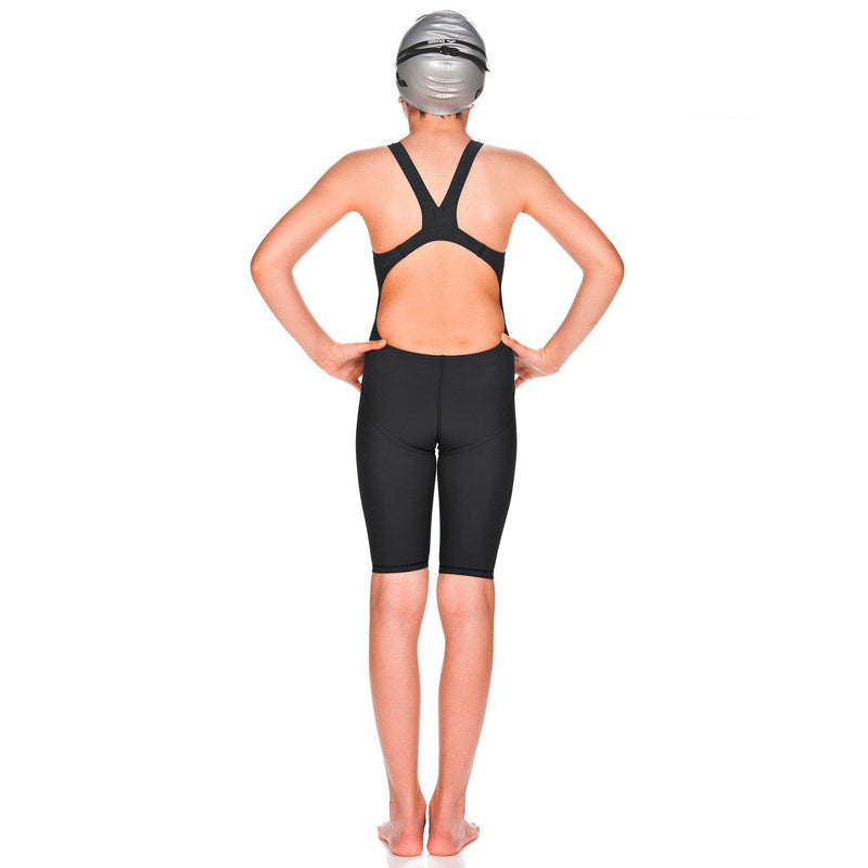 Arena - Girls Powerskin ST Junior Open Back Short Leg Suit - Black