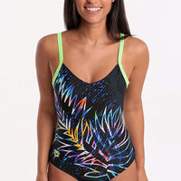 Arena - Hoya U-Back Ladies Bodylift Swimsuit - Black/Shiny Green
