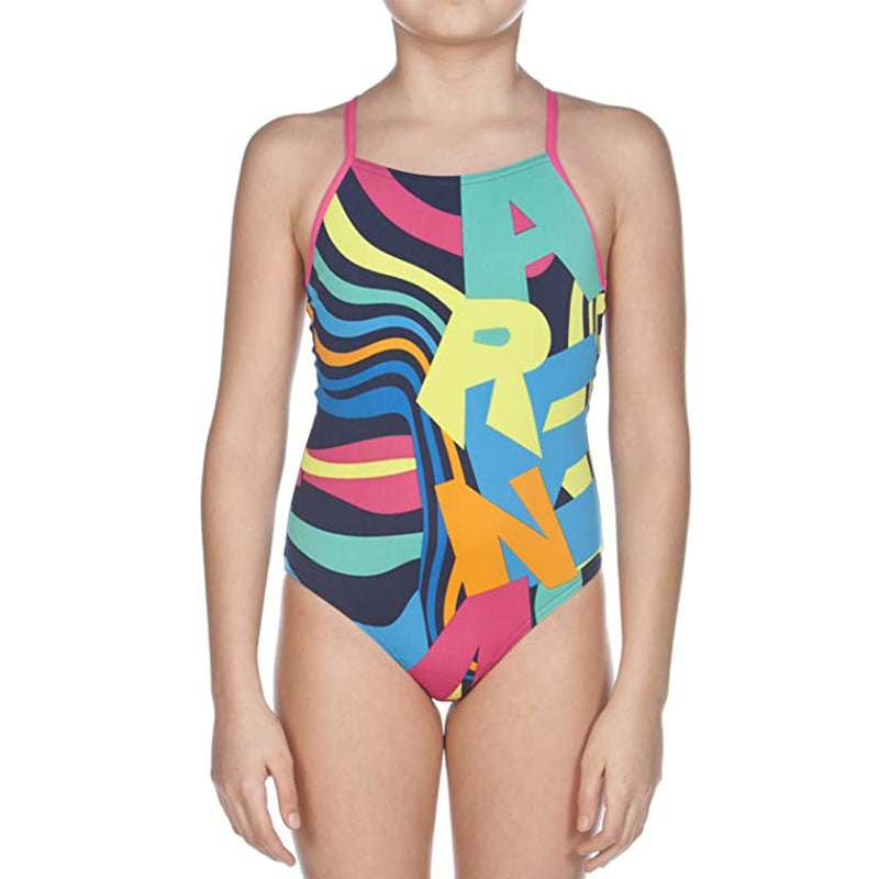 Arena - Kaleidoscope Drop Back Junior Swimsuit - Navy/Rose