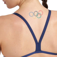 Arena - Marbled Challenge Back Ladies Swimsuit - Navy/Red/Multi