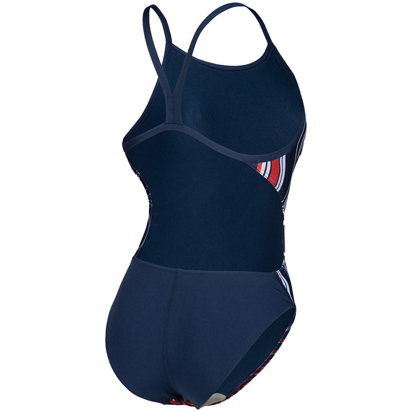 Arena - Marbled Challenge Back Ladies Swimsuit - Navy/Red/Multi