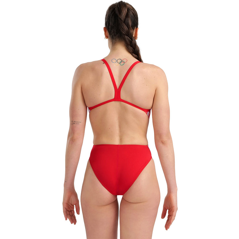 Arena - Marbled Challenge Back Ladies Swimsuit - Red/Multi