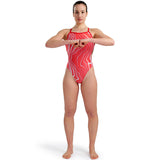 Arena - Marbled Challenge Back Ladies Swimsuit - Red/Multi