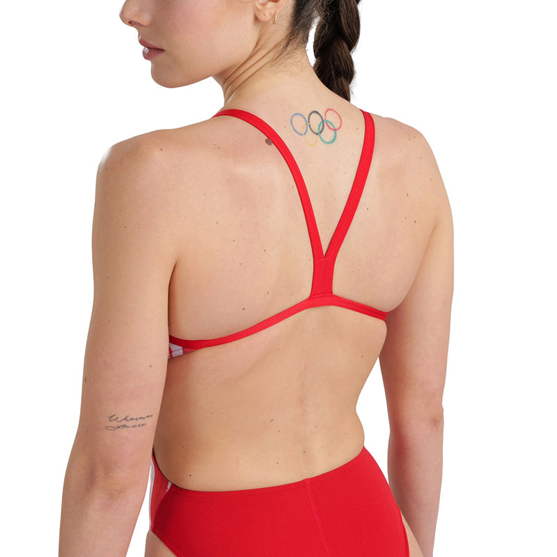 Arena - Marbled Challenge Back Ladies Swimsuit - Red/Multi