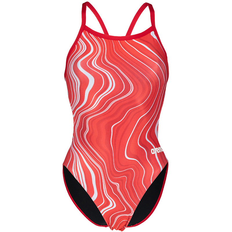 Arena - Marbled Challenge Back Ladies Swimsuit - Red/Multi