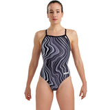 Arena - Marbled Lightdrop Back Ladies Swimsuit - Black/Multi