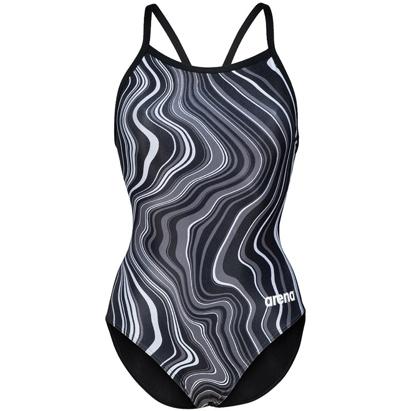 Arena - Marbled Lightdrop Back Ladies Swimsuit - Black/Multi