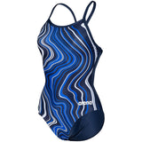 Arena - Marbled Lightdrop Back Ladies Swimsuit - Navy/Multi