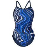 Arena - Marbled Lightdrop Back Ladies Swimsuit - Navy/Multi