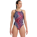 Arena - Marbled Lightdrop Back Ladies Swimsuit - Navy/Red/Multi