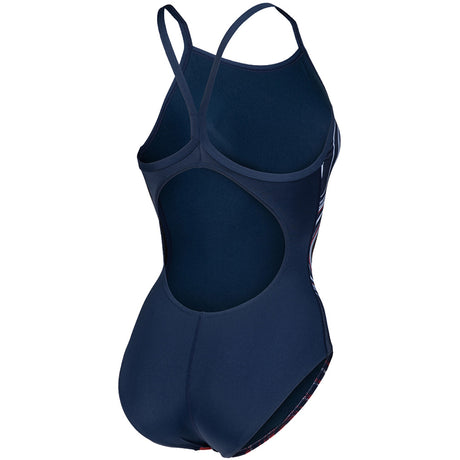 Arena - Marbled Lightdrop Back Ladies Swimsuit - Navy/Red/Multi