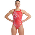 Arena - Marbled Lightdrop Back Ladies Swimsuit - Red/Multi
