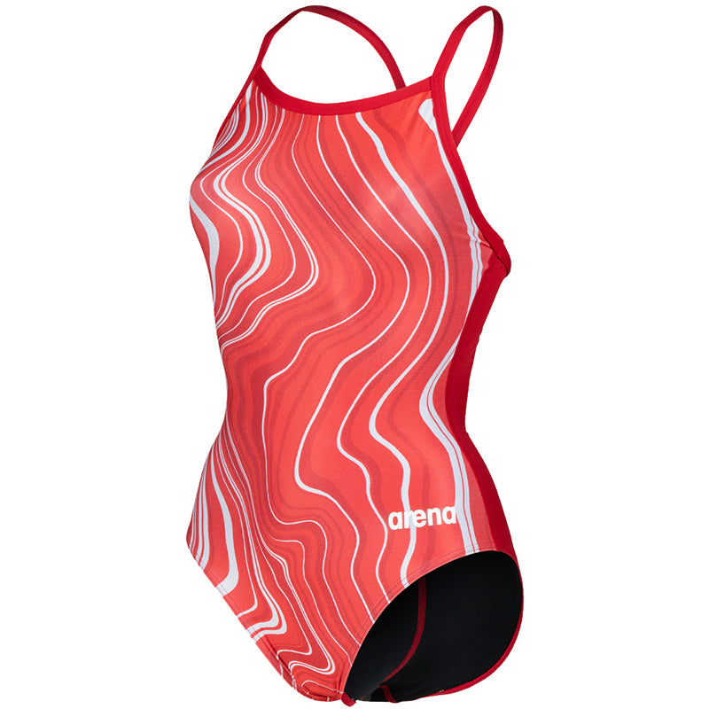 Arena - Marbled Lightdrop Back Ladies Swimsuit - Red/Multi