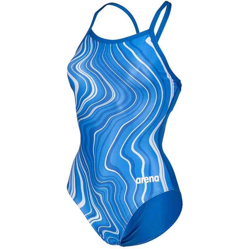 Arena - Marbled Lightdrop Back Ladies Swimsuit - Royal/Multi