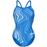 Arena - Marbled Lightdrop Back Ladies Swimsuit - Royal/Multi
