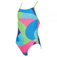 Arena - Mural Light Drop Back Girls Swimsuit - Leaf/Multi
