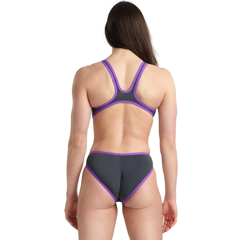 Arena - One BigLogo Sporty Back Ladies Swimsuit - Asphalt-Purple