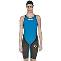 Arena - Powerskin Carbon Flex Full Body Short Leg Closed Back - Cyan/Dark Grey