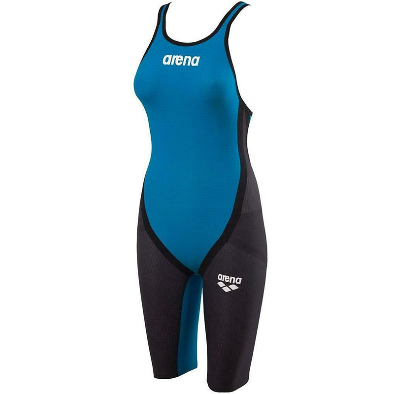 Arena - Powerskin Carbon Flex Full Body Short Leg Open Back Cyan/Dark Grey