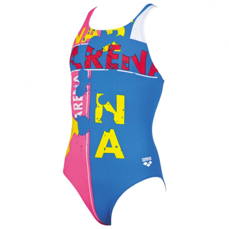 Arena - Woodblock Pro Back Girls Swimsuit - Blue