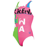 Arena - Woodblock Pro Back Girls Swimsuit - Rose