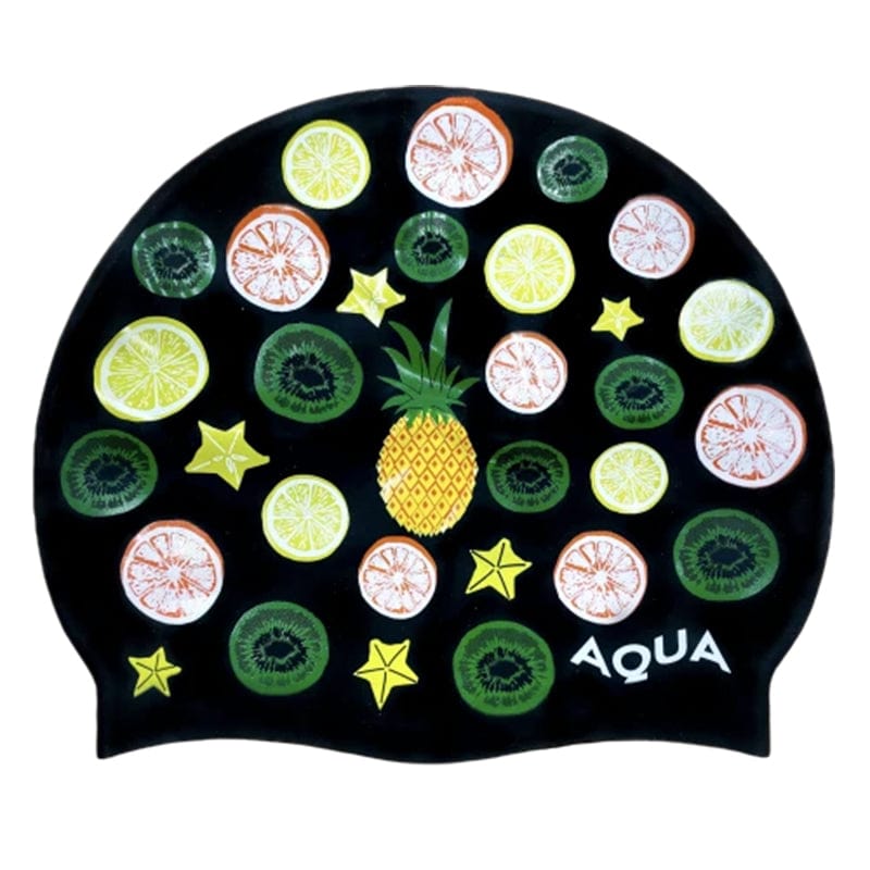 Fruit Salad - Black Silicone Swim Cap