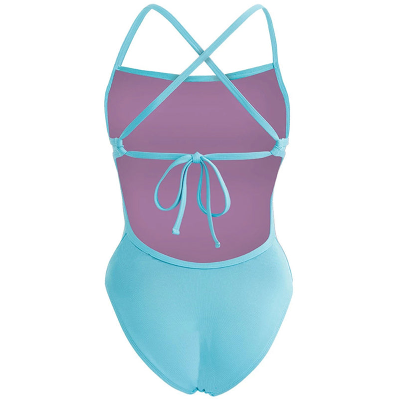 Dolfin - Bellas Solid Turquoise Tie Back One Piece Swimsuit