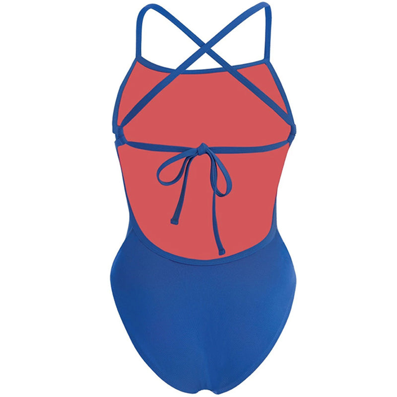 Dolfin - Bellas Solid Blue Tie Back One Piece Swimsuit