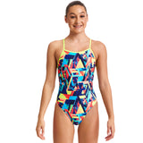 Funkita - Blocked Bars - Girls Diamond Back One Piece