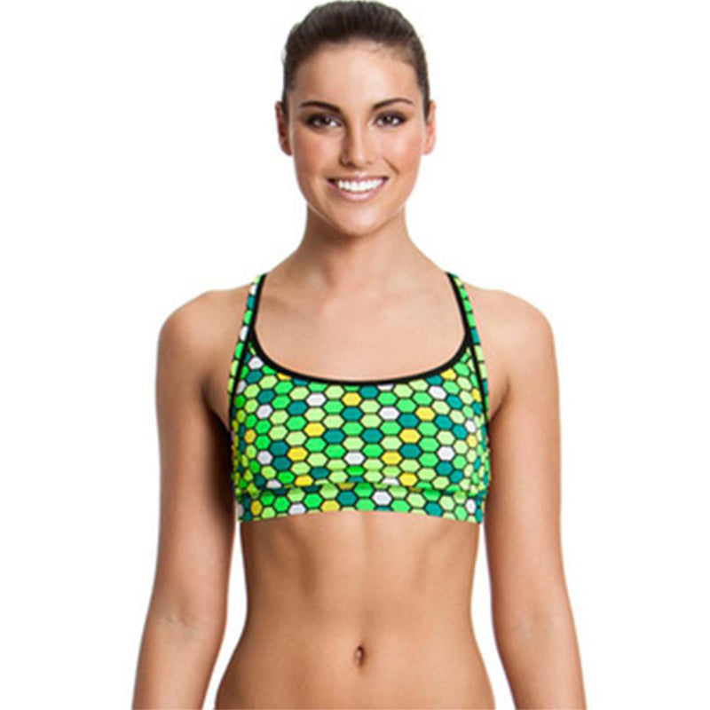 Funkita - Golden Honeycomb - Ladies Sports Top - Aqua Swim Supplies