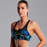 Funkita - Midnight Marble - Ladies Racerback Active Crop Top