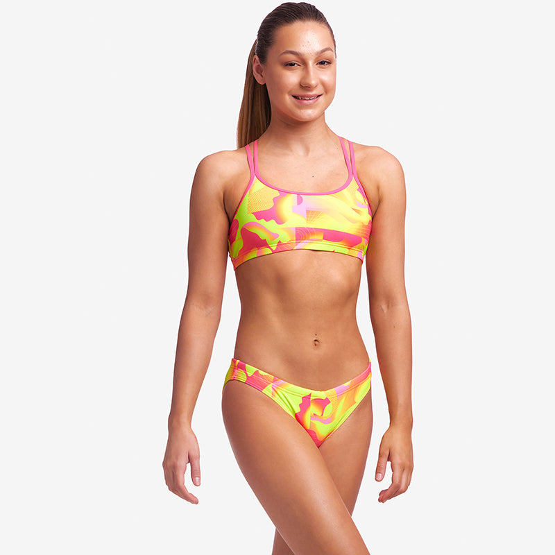 Funkita - Pinged Pink - Girls Criss Cross Two Piece