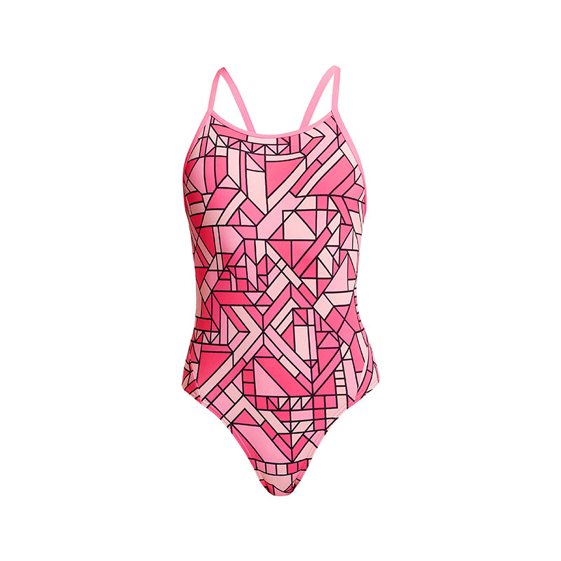Funkita - Pink Pieces - Girls Diamond Back One Piece