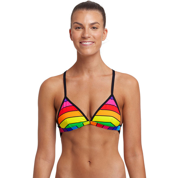 Funkita Sports Swim Bikini Top Rainbow Web