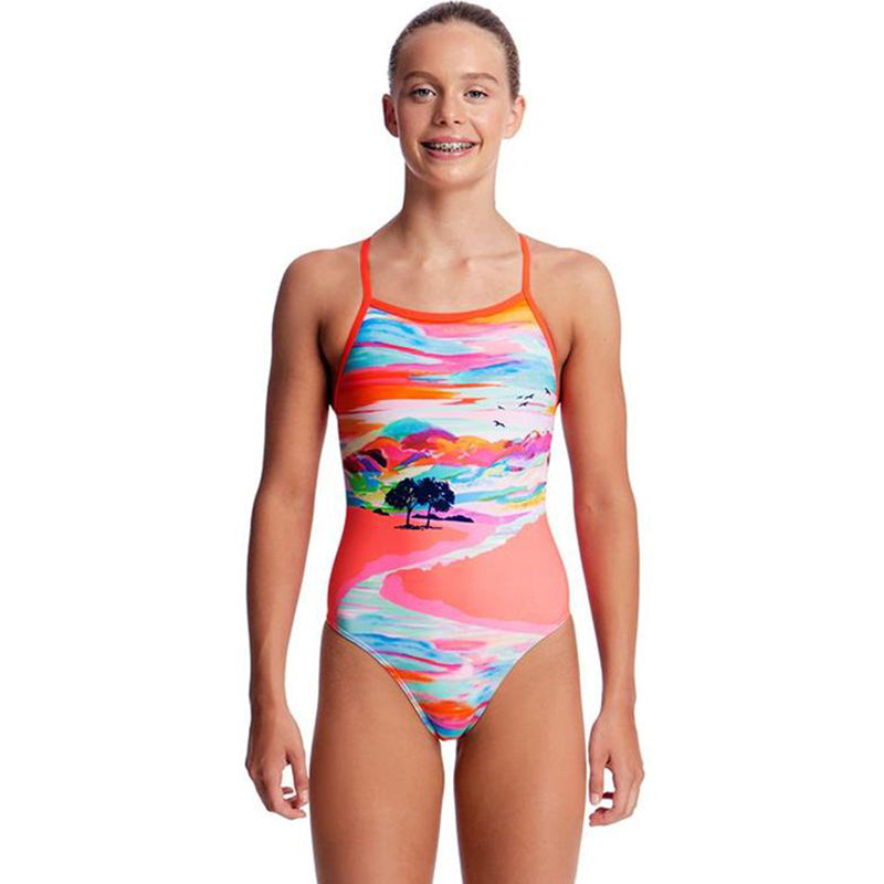 Funkita - Red Centre - Girls Tie Me Tight One Piece