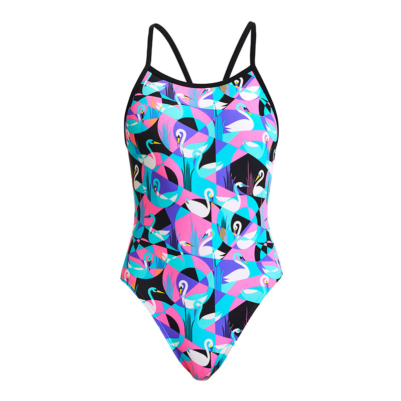 Funkita - Swan Around - Girls Eco Single Strap One Piece