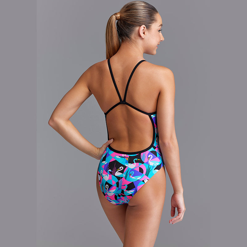 Funkita - Swan Around - Girls Eco Single Strap One Piece