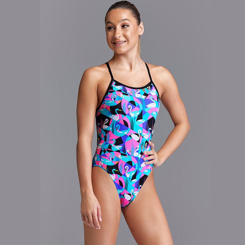 Funkita - Swan Around - Girls Eco Single Strap One Piece