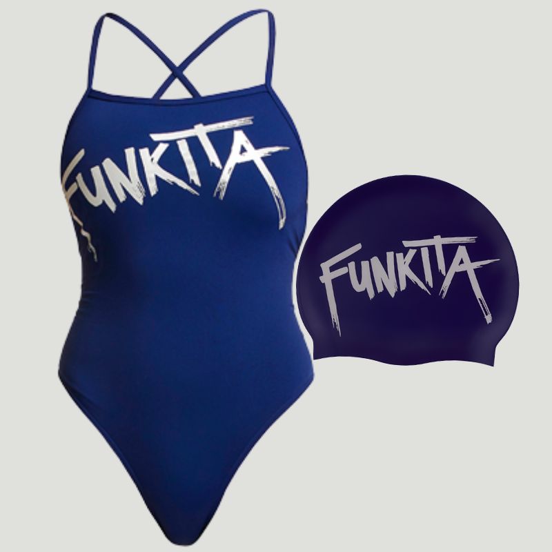 Funkita - Zinc'd - Ladies Strapped In One Piece Plus Swimming Hat
