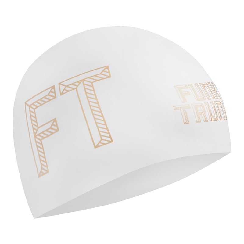Funky Trunks - Stencilled White Seamless Silicon Swimming Cap