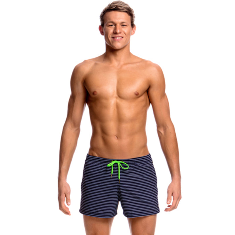 Funky Trunks - White Stripes - Mens Shorty Shorts Short