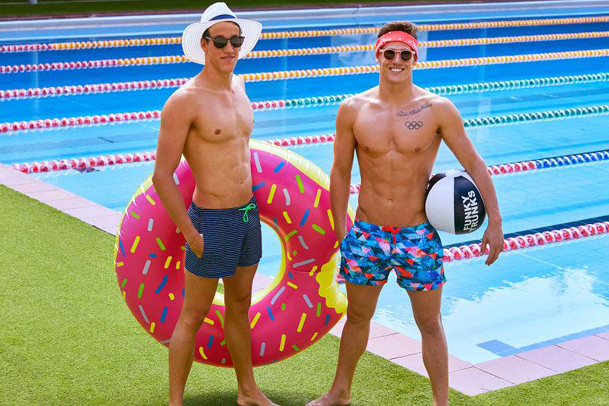 Funky Trunks - White Stripes - Mens Shorty Shorts Short