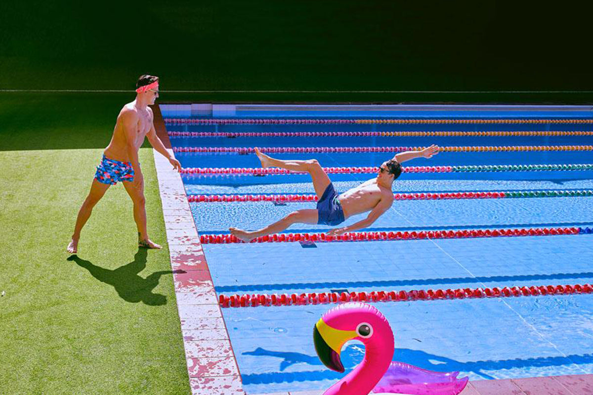 Funky Trunks - White Stripes - Mens Shorty Shorts Short