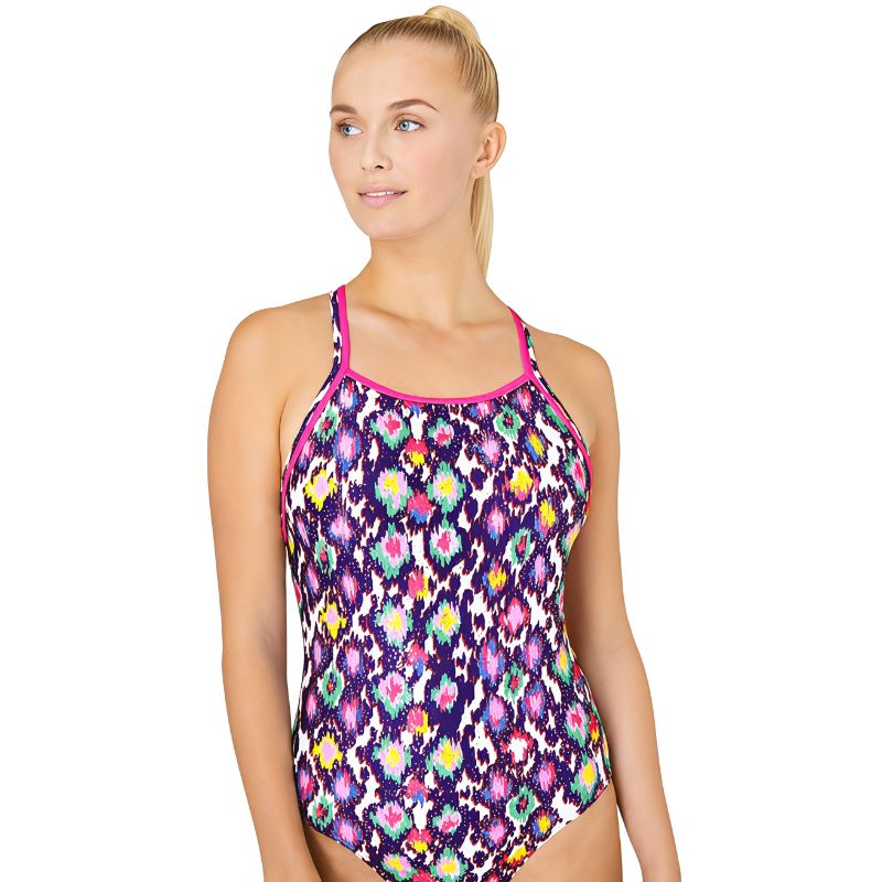 Maru - Fur Real Ecotech Sparkle Ace Back Ladies Swimsuit - White/Pink