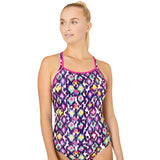 Maru - Fur Real Ecotech Sparkle Ace Back Ladies Swimsuit - White/Pink