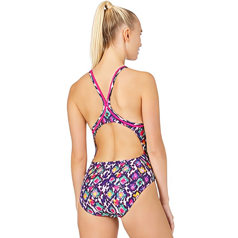 Maru - Fur Real Ecotech Sparkle Ace Back Ladies Swimsuit - White/Pink