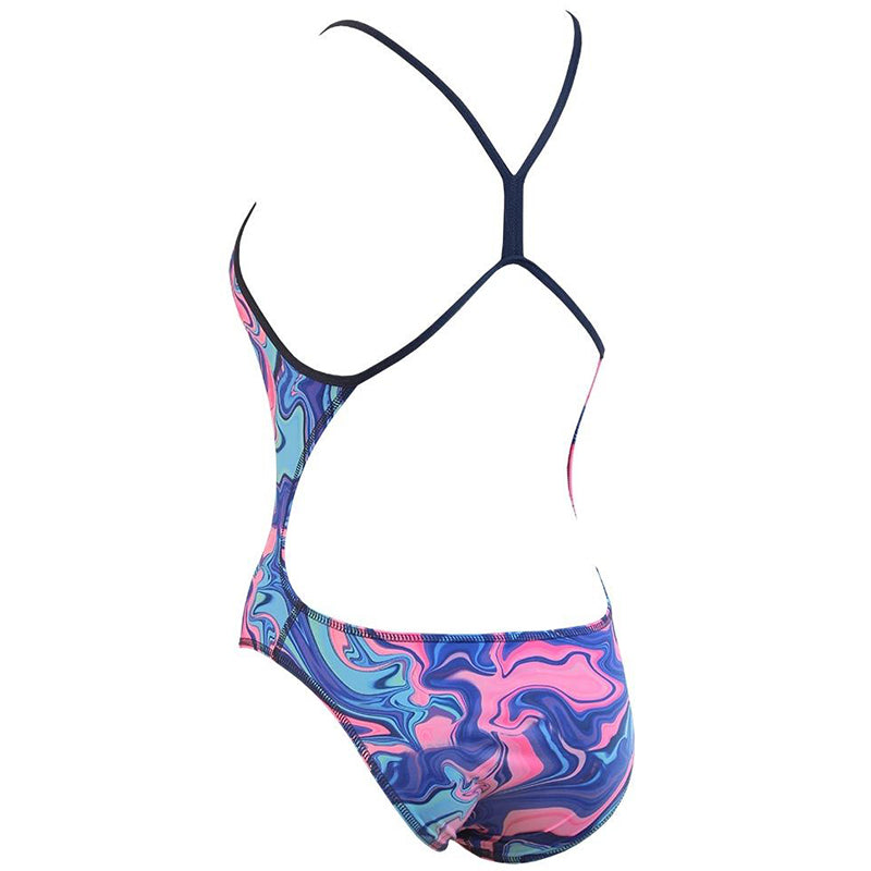Maru - Galaxy Swirl Pacer Speed Back Ladies Swimsuit - Blue/Pink
